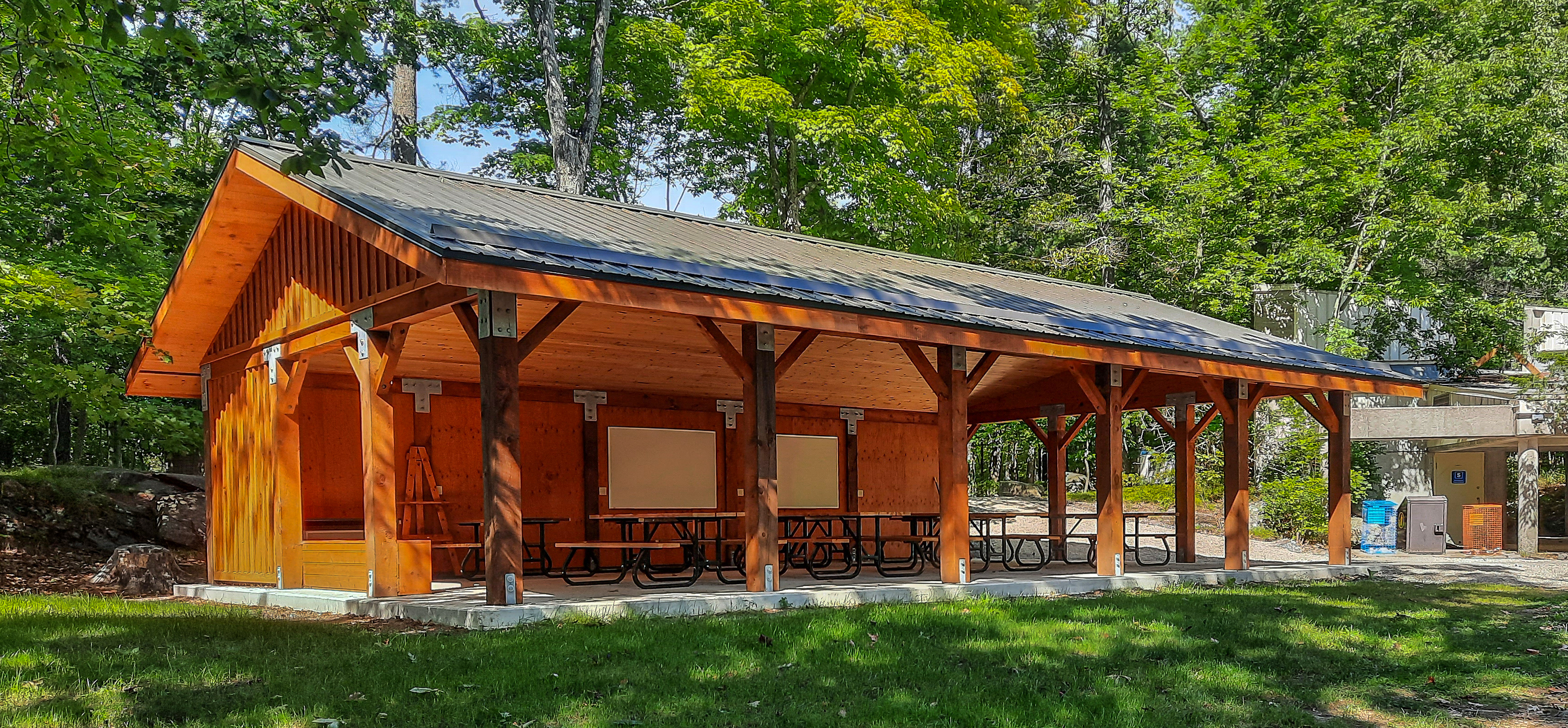 Learning Centre structure at Frontenac Provincial Park. The same design will be used for the pavilion at Charleston Lake Provincial Park